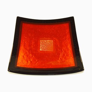 Centre de Table Campielo Q25 en Verre de Murano Rouge et Noir par Stefano Birello pour VeVe Glass, 2019