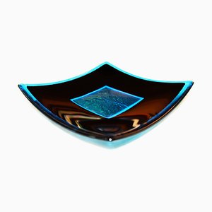 Luce Q25 Black and Aquamarine Murano Glass Centerpiece by Stefano Birello for VeVe Glass, 2019