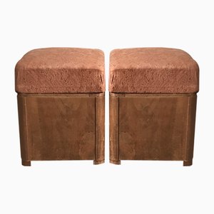 Set of Art Deco Wooden Ottoman Stools, 1930s