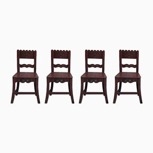 Antique Painted Wooden Dining Chairs, Set of 4