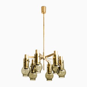 Brass and Glass Ceiling Lamp by Hans-Agne Jakobsson, 1950s
