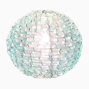 Italian Frosted Glass and Wire Mesh Tao Lamp, 1960s