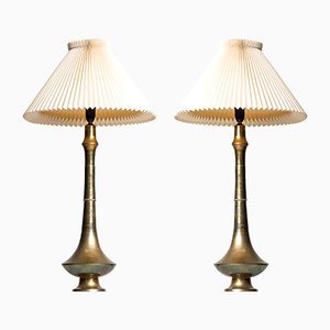 Mid-Century Danish Brass Table Lamps, 1950s, Set of 2