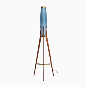 Danish Brass and Opaline Glass Floor Lamp by Svend Aage Holm Sørensen, 1950s