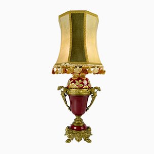 Neo-Classical Style French Bronze, Ceramic, and Pig Skin Table Lamp, 1920s