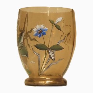 Vase Art Déco Vintage en Cristal et Émail, France, 1930s