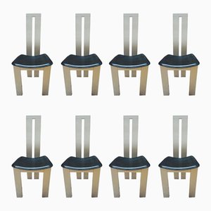 Chaises de Salon Noires et Blanches par Pietro Costantini pour Ello, Italie, 1970s, Set de 8