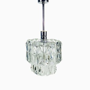 German Chrome-Plated & Crystal Ceiling Lamp from Kinkeldey, 1960s