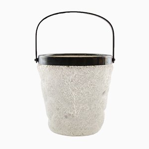 German Frosted Glass and Silver Plated Ice Bucket from WMF, 1930s