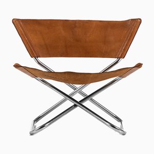 Scandinavian Modern Danish Leather and Steel Z Side Chair by Erik Magnusson for Torben Ørskov, 1968