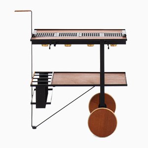 Barwagen aus Messing, Leder & Teak von Cees Braakman & Adriaan Dekker für UMS Pastoe, 1950er