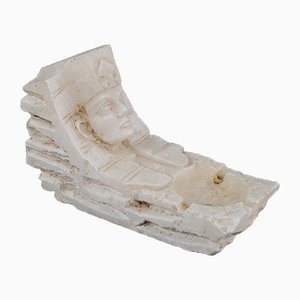 Hand-Carved Egyptian Revival Alabaster Ashtray, 1930s