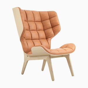 Sedia Mammoth in pelle color cognac di Rune Krojgaard & Knut Bendik Humlevik per NORR11