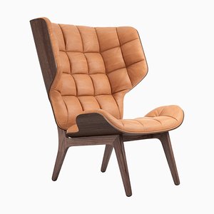 Sedia Mammoth in pelle color cognac di Rune Krojgaard & Knut Bendik Humlevik per NORR11