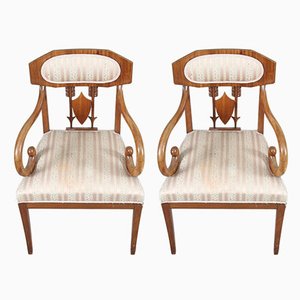 Fauteuils Biedermeier en Noyer par Karl Johan, Set de 2