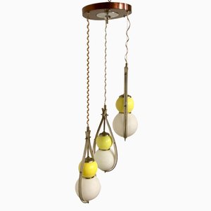 Italienische Mid-Century Deckenlampe aus Opalglas, 1950er