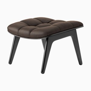 Black Oak & Dark Brown Leather Mammoth Ottoman by Rune Krøjgaard & Knut Bendik Humlevik for Norr11