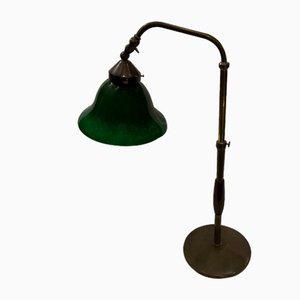 Industrielle italienische Tischlampe aus Buche & Messing, 1930er