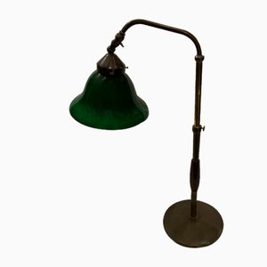 Lámpara de mesa italiana industrial de haya y latón, años 30
