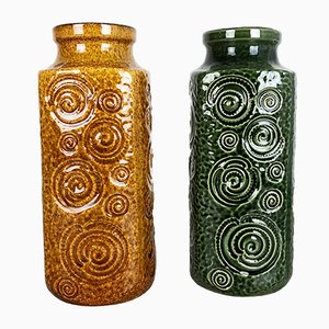 German Ceramic Vases from Scheurich, 1970s, Set of 2