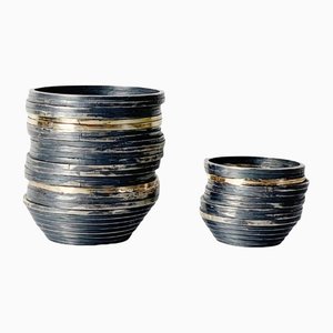 Oxidised Silver and Gold Wire Vessels, 2018, Set of 2