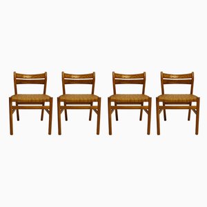 Danish Oak and Paper Cord Dining Chairs, 1960s, Set of 4