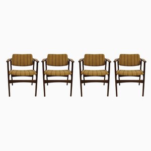 Scandinavian Modern Danish Fabric and Teak Armchairs by Erik Buch, 1960s, Set of 4