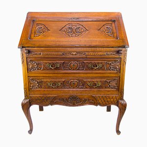 Vintage French Bronze & Carved Oak Louis XV Style Secretaire, 1920s