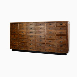Large Antique French Pine Industrial Hardware Cabinet For Sale At