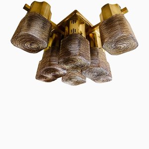 Lampada da soffitto in ottone di Gaetano Sciolari per Sciolari, Italia, anni '70