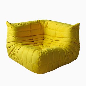Chaise d'Angle Togo en Microfibre Jaune par Michel Ducaroy pour Ligne Roset