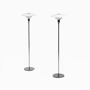 Model PH 3.5-2.5 Chrome Plated and Glass Floor Lamps by Poul Henningsen for Louis Poulsen, Set of 2
