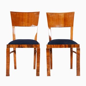 Art Deco Fabric and Lacquer Dining Chairs, 1930s, Set of 2