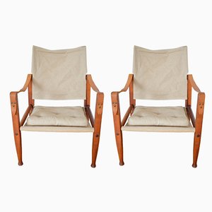 Moderne Safari Stühle im skandinavischen Design von Kaare Klint für Rud. Rasmussen, 1950er, 2er Set