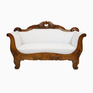 Antikes italienisches Sofa mit Gestell aus Nussholz