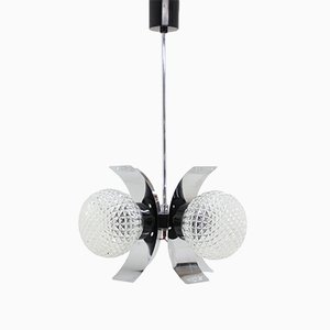 Deckenlampe aus verchromtem Metall & Glas, 1970er