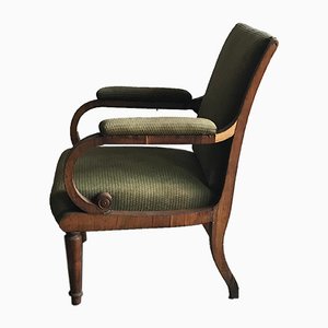 Antique Green Fabric Upholstered Armchair
