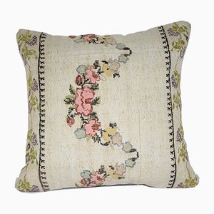 Türkischer Kelim Kissenbezug mit floralem Muster von Vintage Pillow Store Contemporary