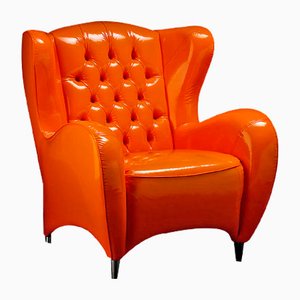 Orange Glossy Eco-Leather Schinke Armchair by Giorgio Tesi for VGnewtrend