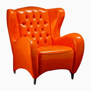Orangefarbener Schinke Sessel aus Öko-Leder von Giorgio Tesi für VGnewtrend