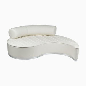 White Leather Marilen Capitonné Lounge Sofa from VGnewtrend