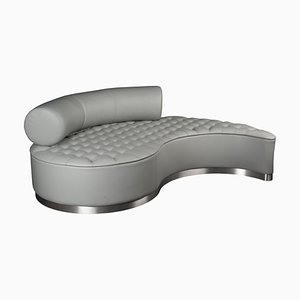 Grey Leather Marilen Capitonné Lounge Sofa from VGnewtrend