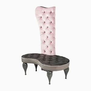 Fauteuil Carlos en Velours Gris et Rose de VGnewtrend