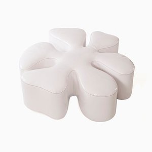 Glossy White Eco-Leather Margaret Pouf from VGnewtrend