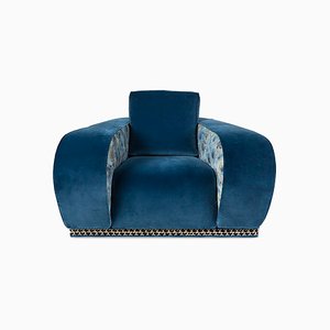 Fauteuil Napoli Eticaliving en Velours Bleu par Slow+Fashion+Design pour VGnewtrend