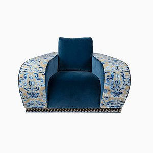 Poltrona Firenze Eticaliving in velluto blu di Slow+Fashion+Design per VGnewtrend