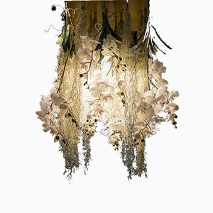 Flower Power Deckenlampe mit Muranoglas und künstlichen Orchideen von VGnewtrend