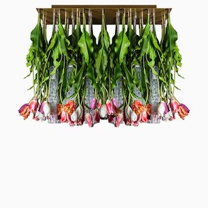 Large Flower Power Ceiling Lamp with Murano Glass & Artificial Tulips from VGnewtrend