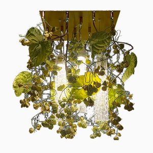 Flower Power Kronleuchter mit Behang aus Muranoglas & Kunstblumen von VGnewtrend
