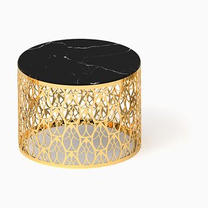 Mesa de centro Cabaret de mármol negro Marquina y oro de 24 quilates de VGnewtrend